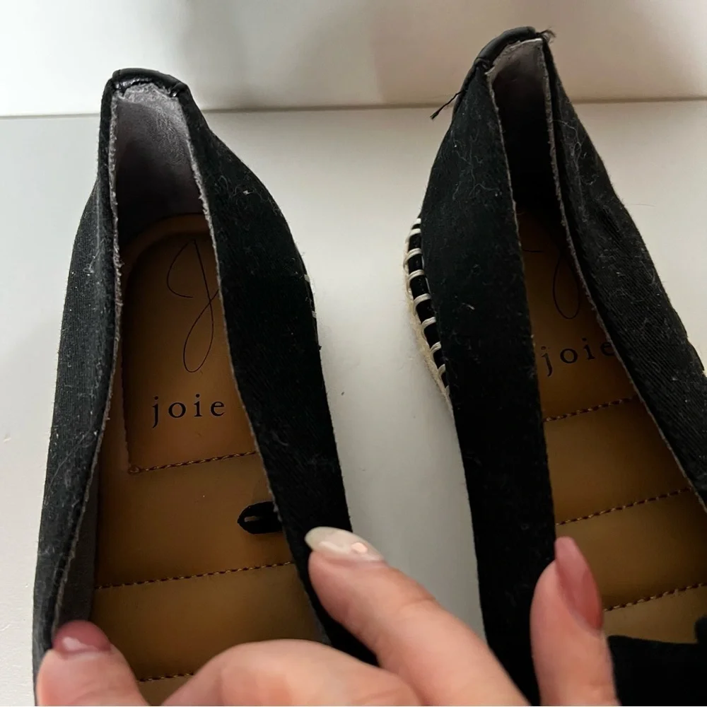 Joie Cara Black Canvas Platform Espadrille Shoes‎
